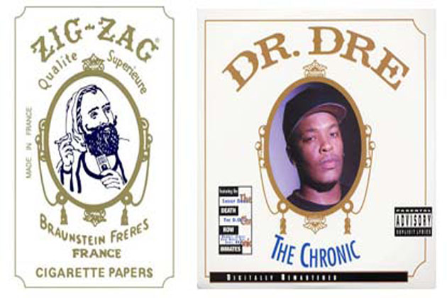 Seda ZigZag e capa do disco do Dr Dre